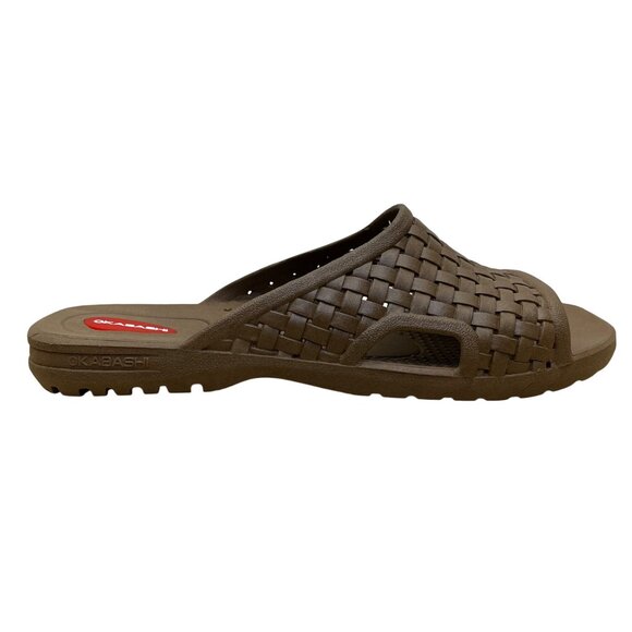 Okabashi Men’s Brown Woven Slip-On Slides Durable Open-Toe Sandals Size XL - Picture 1 of 8